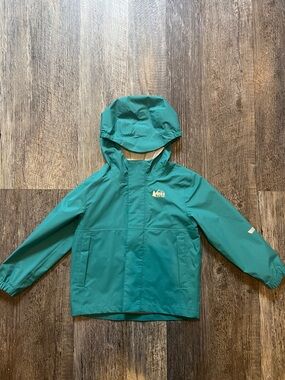 REI Kids' Teal Hooded Raincoat with Front Pockets